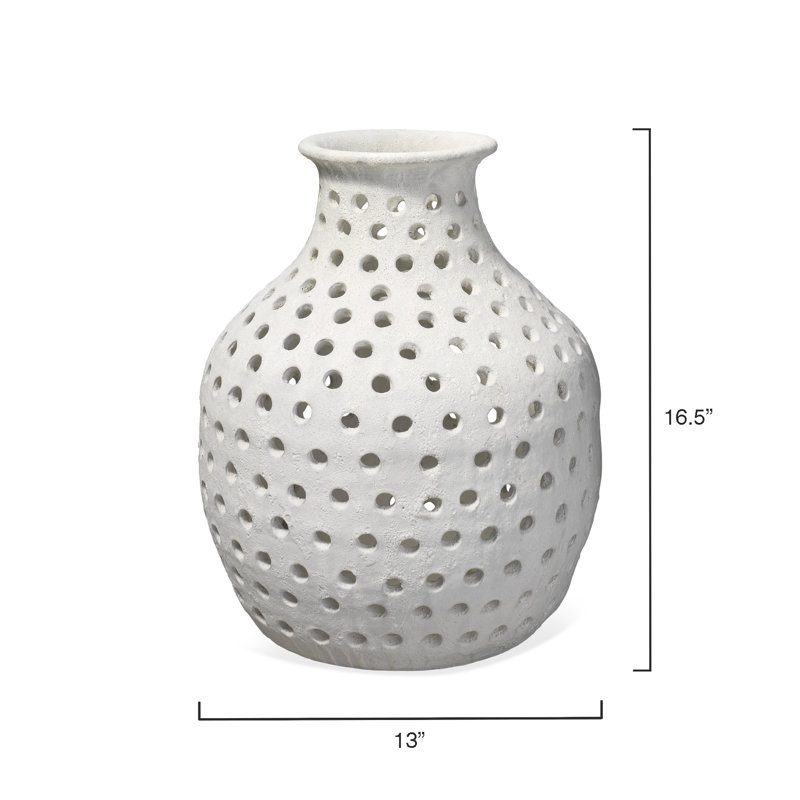Handmade White Perforated Ceramic Table Vase