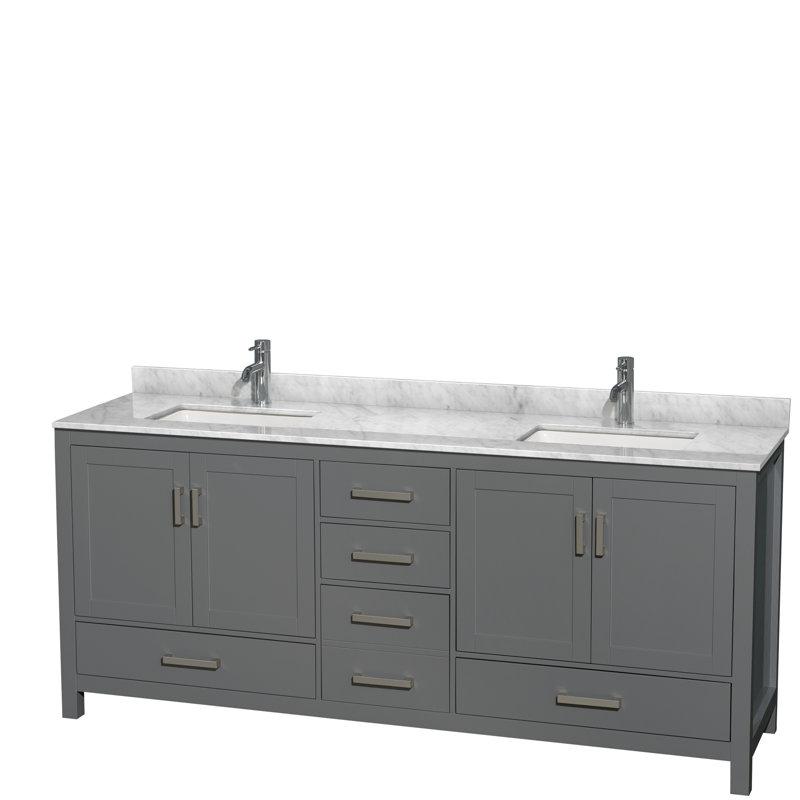 Sheffield 79" Double Bathroom Vanity Base Only, Dark Gray