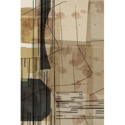 Layered Neutral Abstract by Cartissi — Abstract Wall Art — 40 × 60 Framed Canvas (Walnut)