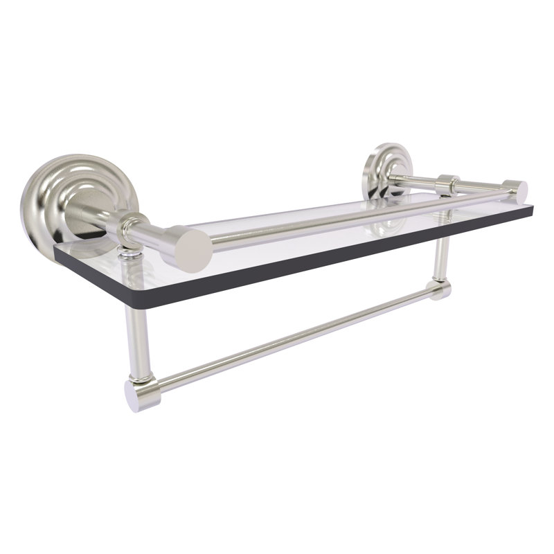 Leamore Bracket Shelf with Towel Bar, Satin Nickel