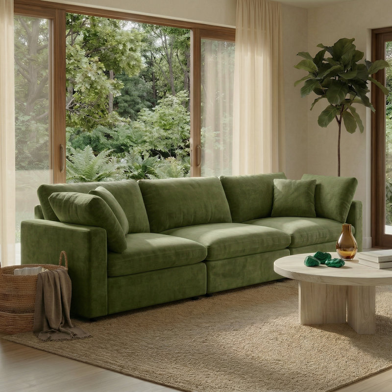 118.5” W Oversized Down-Filled 3-Seater Modular Sofa, 34.65" H x 118.5" W x 33.1" D