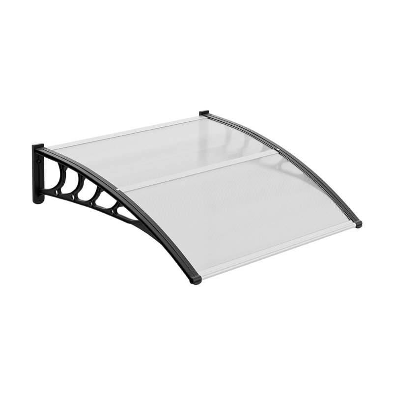 Window Awning Door Canopy Exterior, Clear/Black, 10.2" H x 39.3" W x 37.4" D