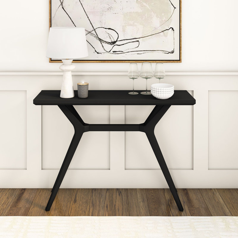 Muhsina Cross Leg 46 in. Entryway Console Table, Black, 32" H x 46" W x 12" D