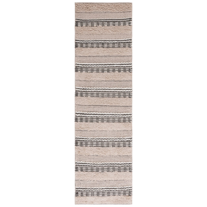 Babs Hand Woven Cotton Striped Rug, Runner 2'3" x 8'