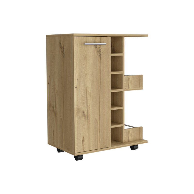 Chariot-bar avec quatre roulettes, Beige