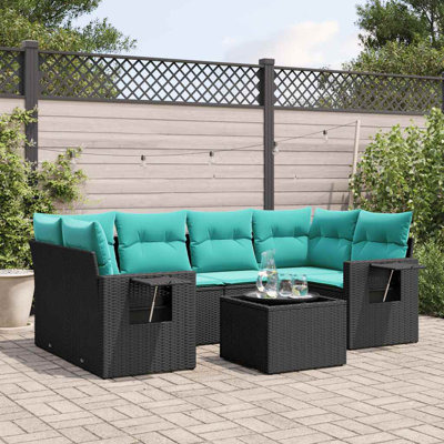 Ensemble de canapé de patio 7 pièces avec coussins en rotin de polyester