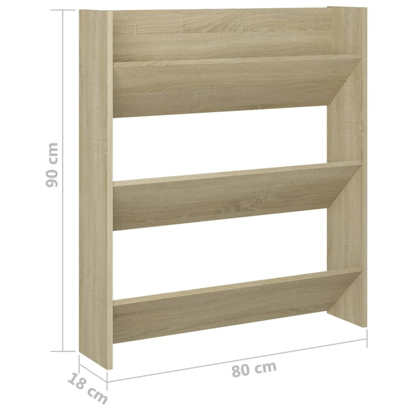 9 Pair Flip Down Shoe Storage, 90 cm H x 80 cm W x 18 cm D, Sonoma Oak