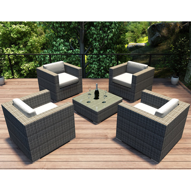 District Outdoor 5 - Piece Conversation Set, Canvas Natural Sunbrella® Canvas