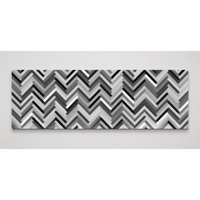 Grayscale Herringbone Pattern — Panoramic Canvas Wall Art