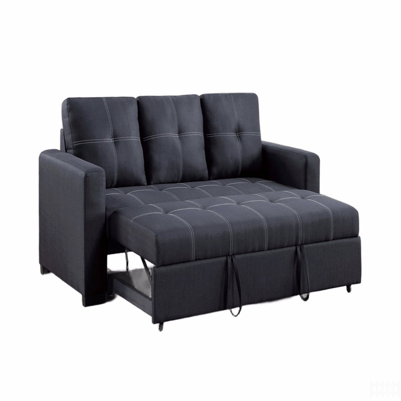 Canapé modulaire avec canapé-lit et canapé-lit capitonné en polyfibre noir