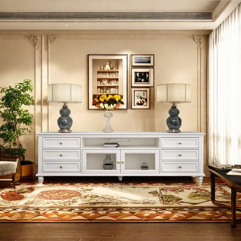 Light luxury design sense solid wood TV cabinet, Gray, 25.98" H x 70.86" L x 15.74" W