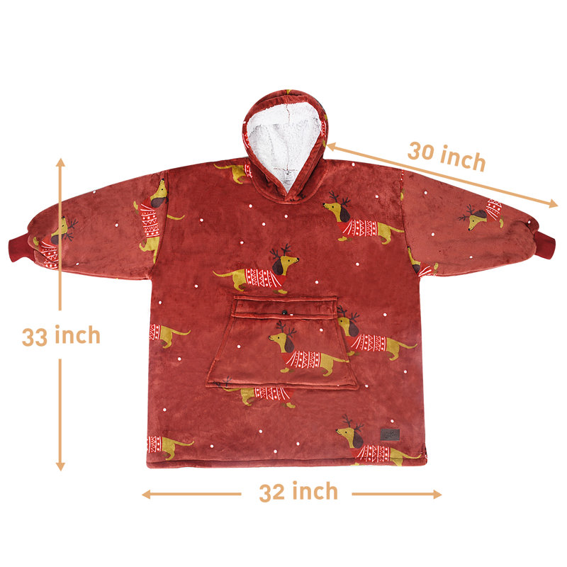 Catalonia Blanket Hoodie for Kids, Oversized Wearable Fleece Sweatshirt Pullover for Teens Youth