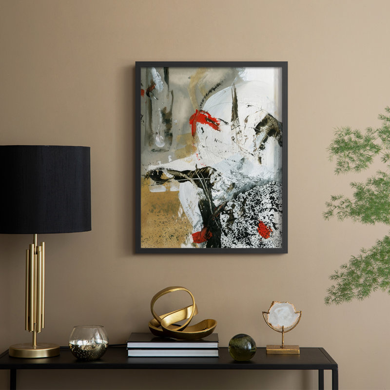 «Moon to Earth I», reproduction encadrée - bois massif, Noir, noir, noir, noir, H 21 po x l 17 po