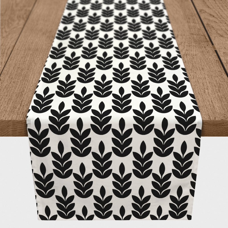 Chemin de table Abirami, 72 po x 16 po, Noir