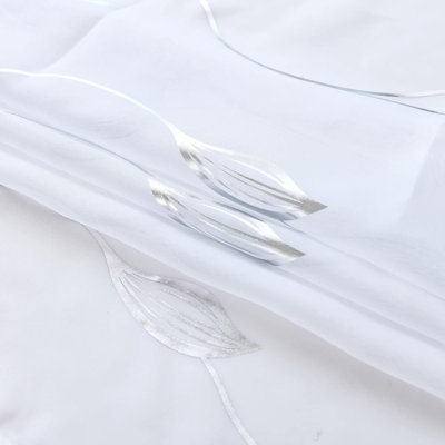 2PCS White Gauze - Gold Stamping Willow Twig - Golden Curtains, 84''*52''