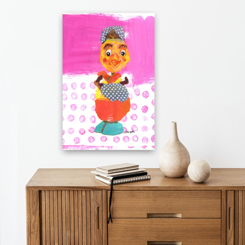 Whimsical Polka Dot Lady Abstract Colorful Modern Wall Art Print by Jules Gissler - Print, 45.72cm H x 30.48cm W