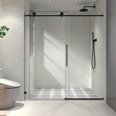 Porte de douche 6076 en or brossé 6076 - avec poulies en acier inoxydable 304 de 70 mm, fermeture douce réglable, nettoyage nano facile, film pour fonction de bain, propre, - salle de bain à membrane