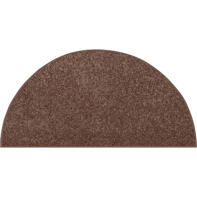 Tapis uni brun tissé à la machine, Demi-cercle 6 pi x 12 pi