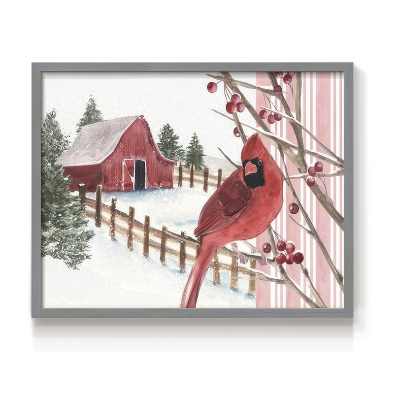 Collection Winter Cardinal A - Reproduction encadrée - Restickable, H 11 po x l 14 po, Gris