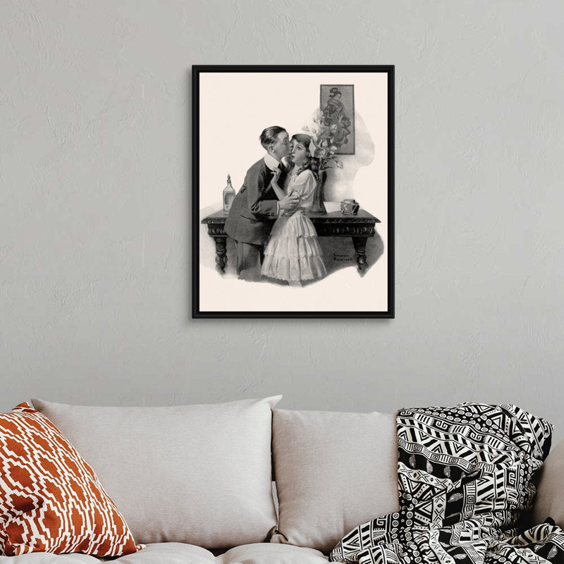 Art mural sur toile Courting, H 32 po x l 26 po x P 1,75 po, Cadre flottant noir