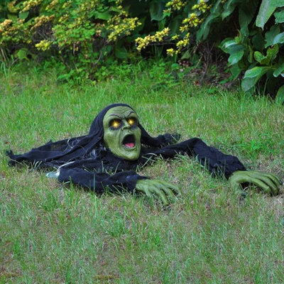 Halloween Decoration Outdoor Zombie Groundbreaker, Halloween Outside Zombie Decor With Sound And Flashing Eyes, Scary Groundbreaker For Yard Lawn Graveyard Decorations, Haunted House Prop
