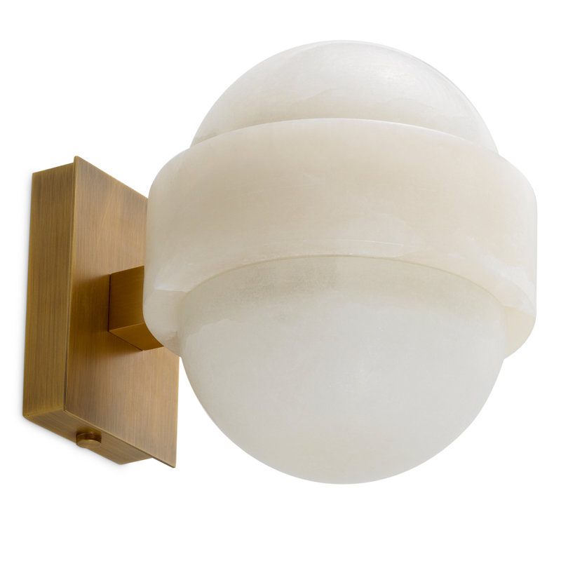 Wall Lamp Icarus Antique Brass Finish Alabaster