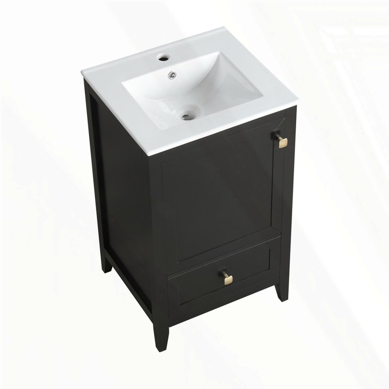 Meuble-lavabo de 20 po avec lavabo, Noir