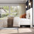 Beatrica Queen Size White Corduroy Upholstered Wingback Headboard Platform Bed with Wooden Slats-1770121807-1770121801