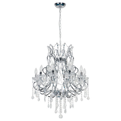 Lustre classique à 10 lumières à intensité variable de 24,5 po avec structure en métal et cristal Tomball pour le salon ou la salle à manger