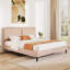 Grand lit de couleur chameau avec un tissu doux, trois et une conception simple pour la chambre à coucher - Décoration de style de soutien-1615175266-1615175269