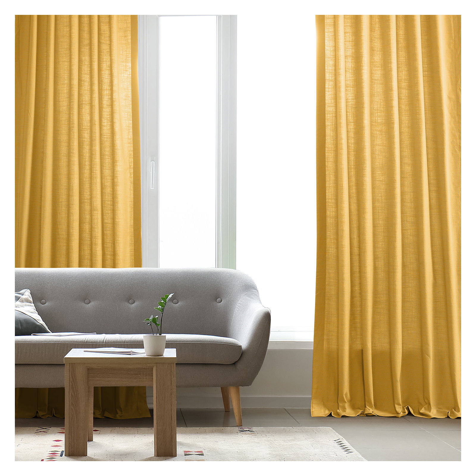 Richardson Semi Sheer 100% Cotton Curtain, 50" W x 108" L, Ochre