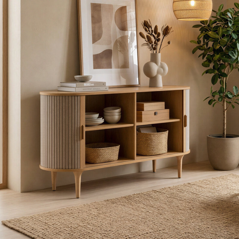 Buffet Mid-Century Willanda, Chêne teint clair