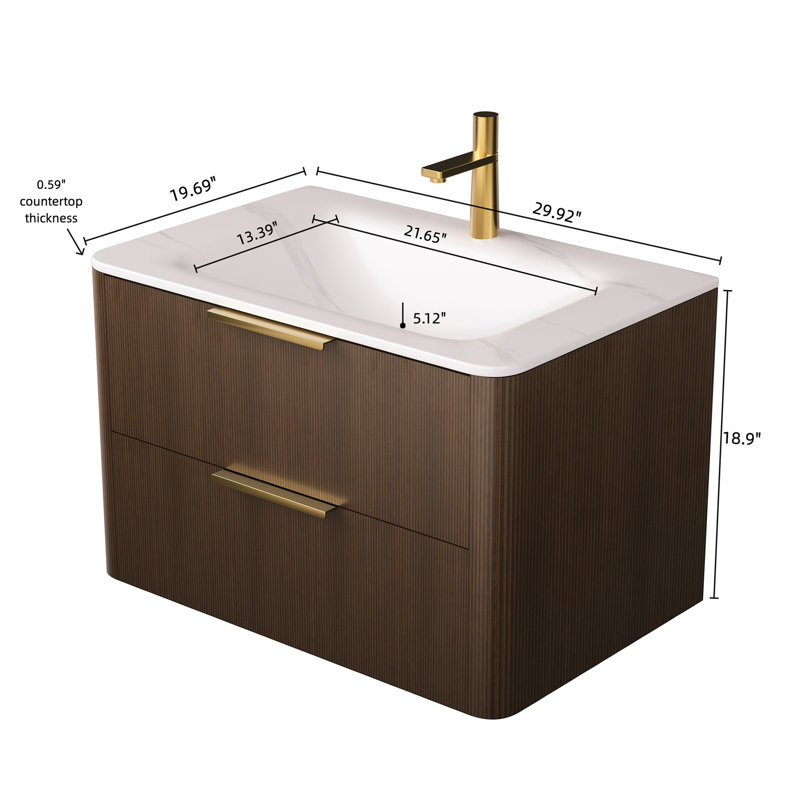 Meuble-lavabo 30 avec lavabo, 30", Noyer