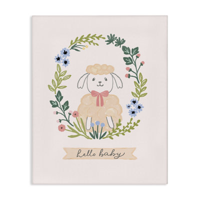 «Hello Baby Floral Lamb», art mural sur toile par Nina Muis