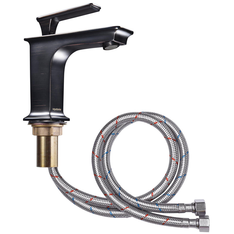Robinet pour salle de bain à poignée simple Aquaterior, Bronze huilé