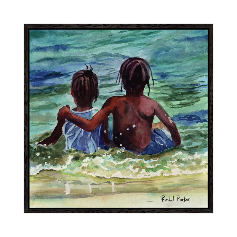 Caribbean Kids 1 Piece Painting on Canvas, 66.04cm H x 66.04cm W x 3.81cm D, Black Framed