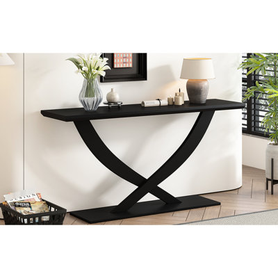 57'' Cross-Leg Console, Spacious And , + For Home Office Use Modern Rustic Table, Cross-Leg, Mediterranean Style