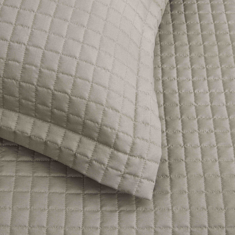 Ensemble de couvre-lit en microfibre 2 pièces, Courtepointe simple et 1 taie décorative, Taupe