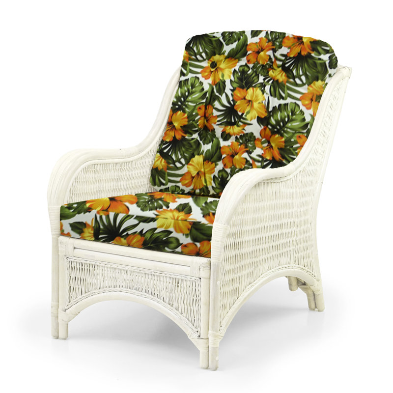 Boba Upholstered Armchair, White, Green/Orange Polypropylene/Olefin