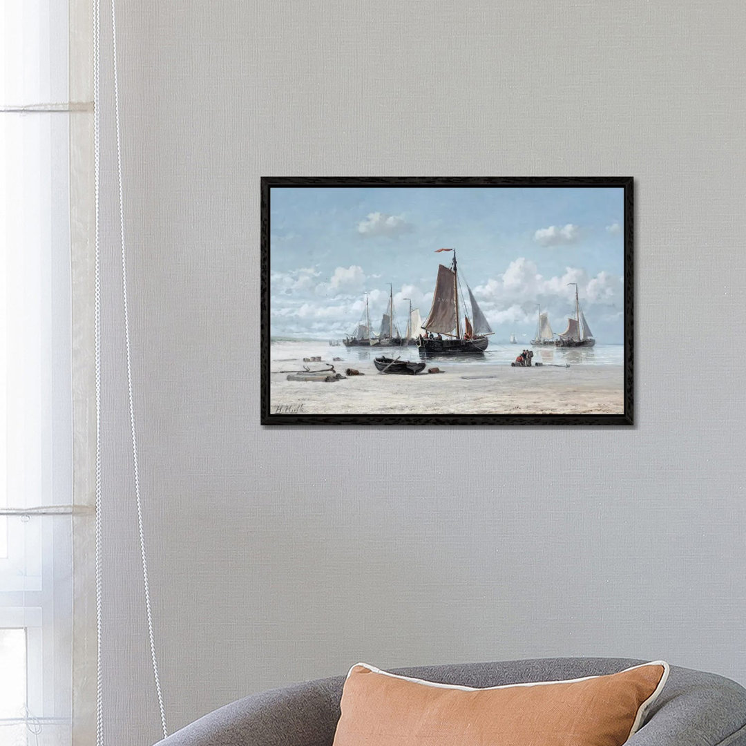 Fischerboote am Strand, Zandvoort von Hendrik Hulk - Galerie-verpackte Leinwand Giclée