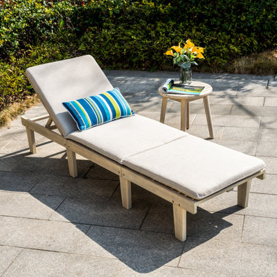 Sadir 200cm Long Acacia Sun Lounger