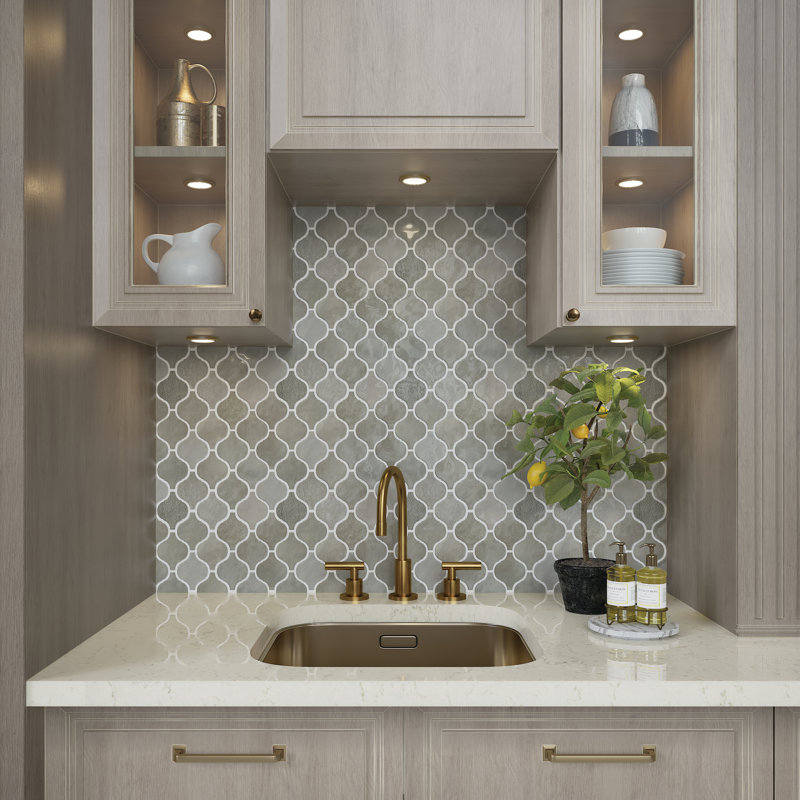 Mesmerist 3" x 3" Ceramic Arabesque Mosaic Tile, Charm
