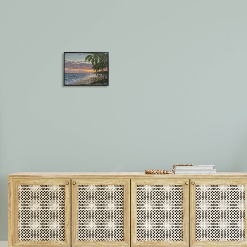 Summer Beach Palm Trees, art de la giclée par Martin Figlinski, Giclée encadrée noir minuit, H 11 po x l 14 po x P 1,5 po