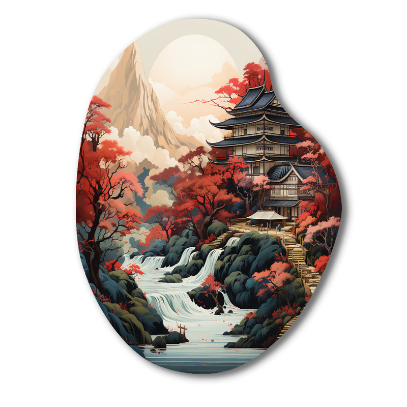 Estaugh - Asian Art Unique Shape Decor mural en métal, impression d'art asymétrique Global, H 30 po x l 22 po