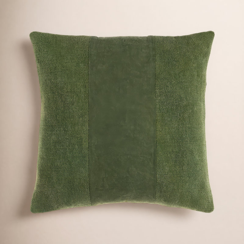 Dunbar Square Cotton Pillow Cover, 20" x 20", Dark Green