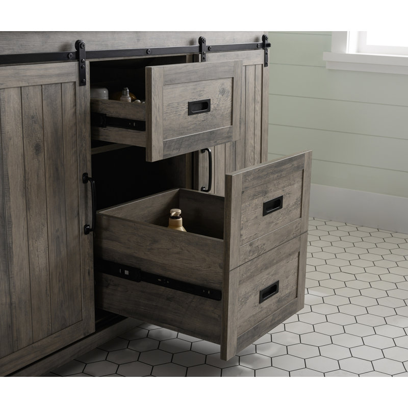 Ensemble de meuble-lavabo double 54 po Cayden, Blanc de Carrare, Gris patiné