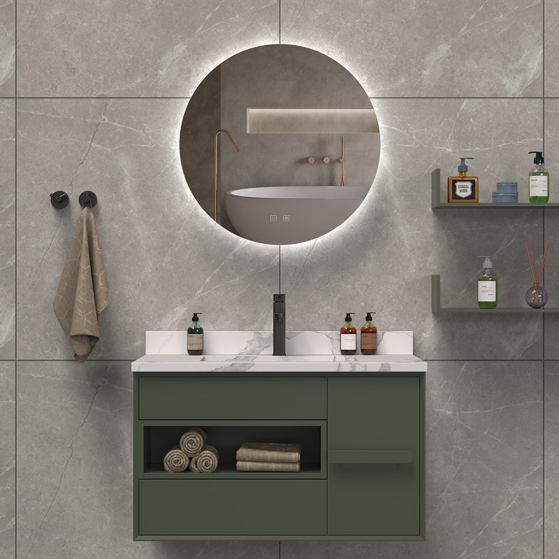 Atlas 24" LED Wall Mounted Bathroom Mirror, with Defogger, Adjustable Brightness and Temperature, Memory Settings, 24" x 24"