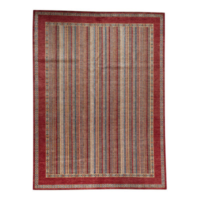 Aryana Wool Striped Area Rug in Red
