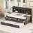 Twin Size Wooden Captain Bed With Built-In Bookshelves, Three Storage Drawers, Trundle In Antique Gray Bookcase Headboard, Large And-1697283719-1697283718