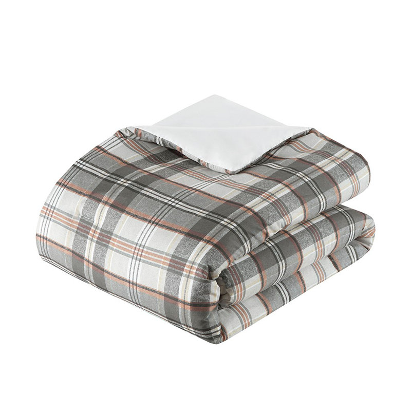 Tan and Gray Plaid Twin/Twin XL Microfiber Comforter Set